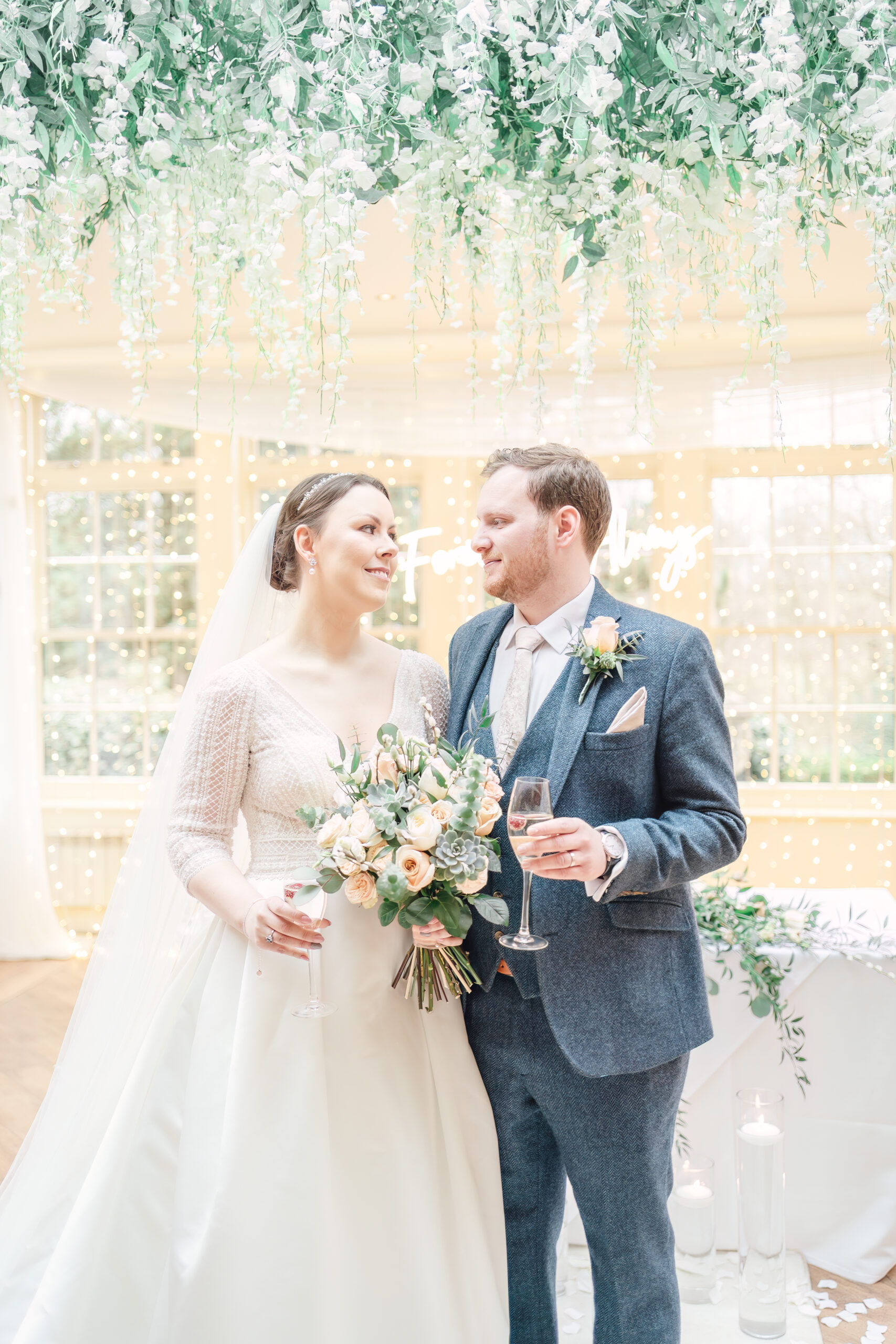 bride and groom at Mitton Hall