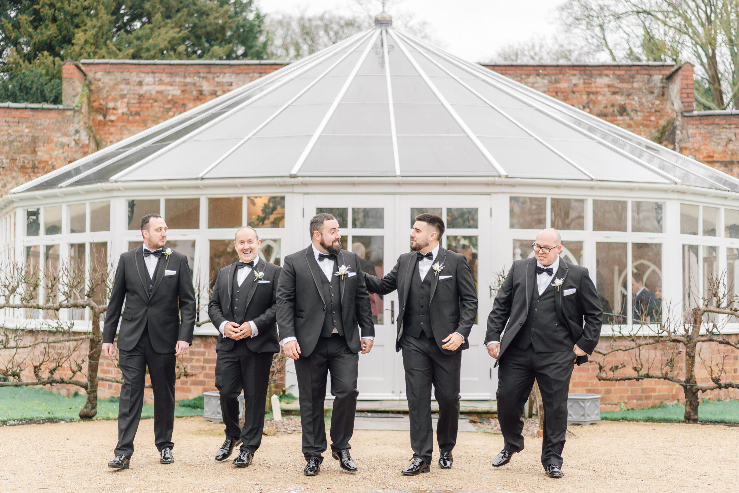 groom and groomsmen at Combermere Abbey