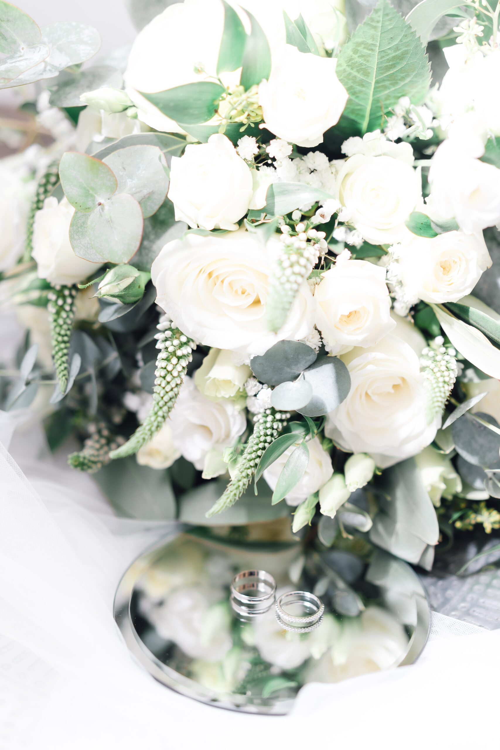 wedding rings and flowers Tips for Light & bright bridal prep Wedding photographs