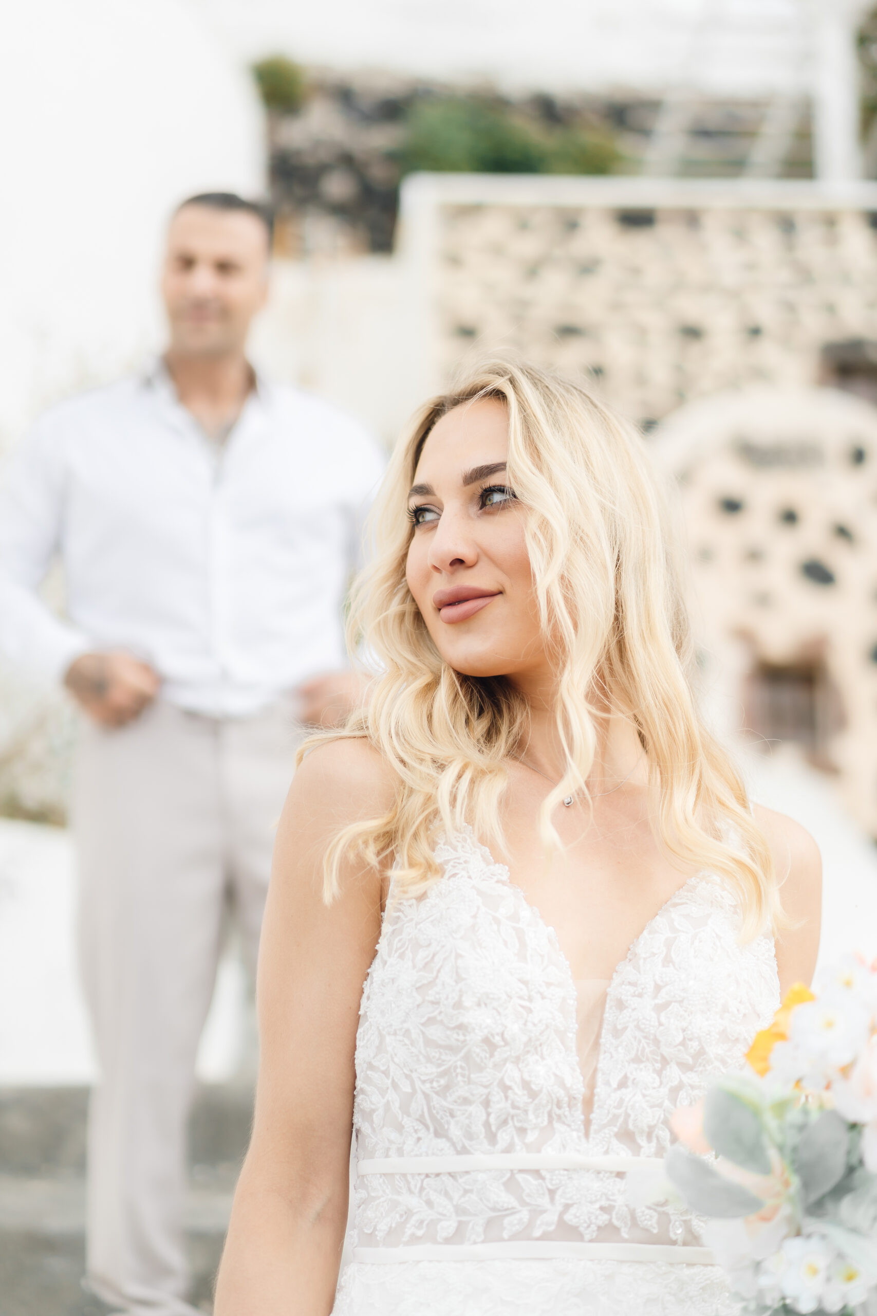 Santorini bride and groom