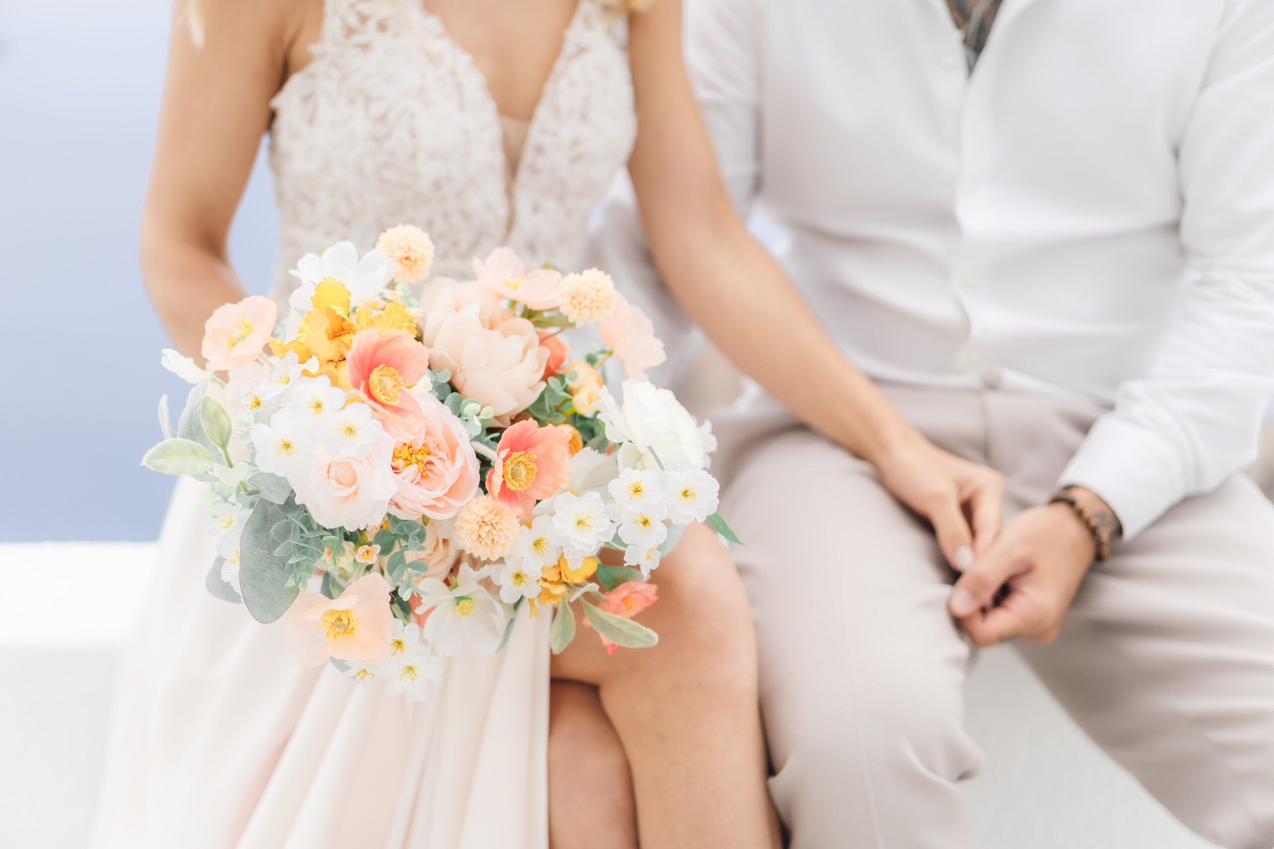 Santorini wedding flowers