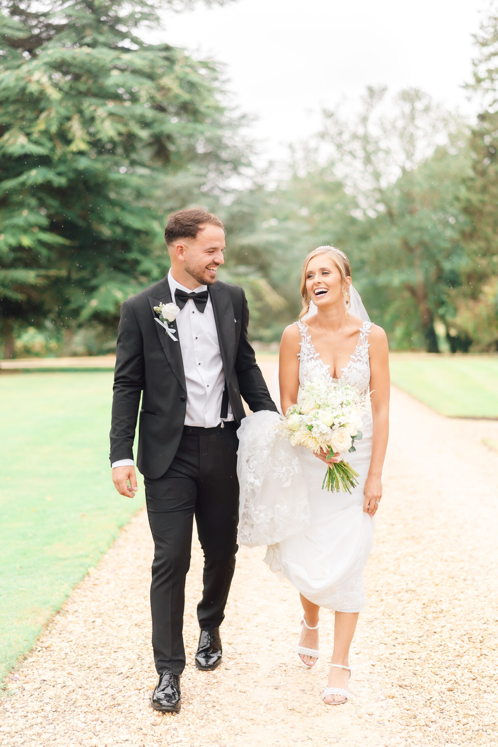 bride and groom at Irnham hall