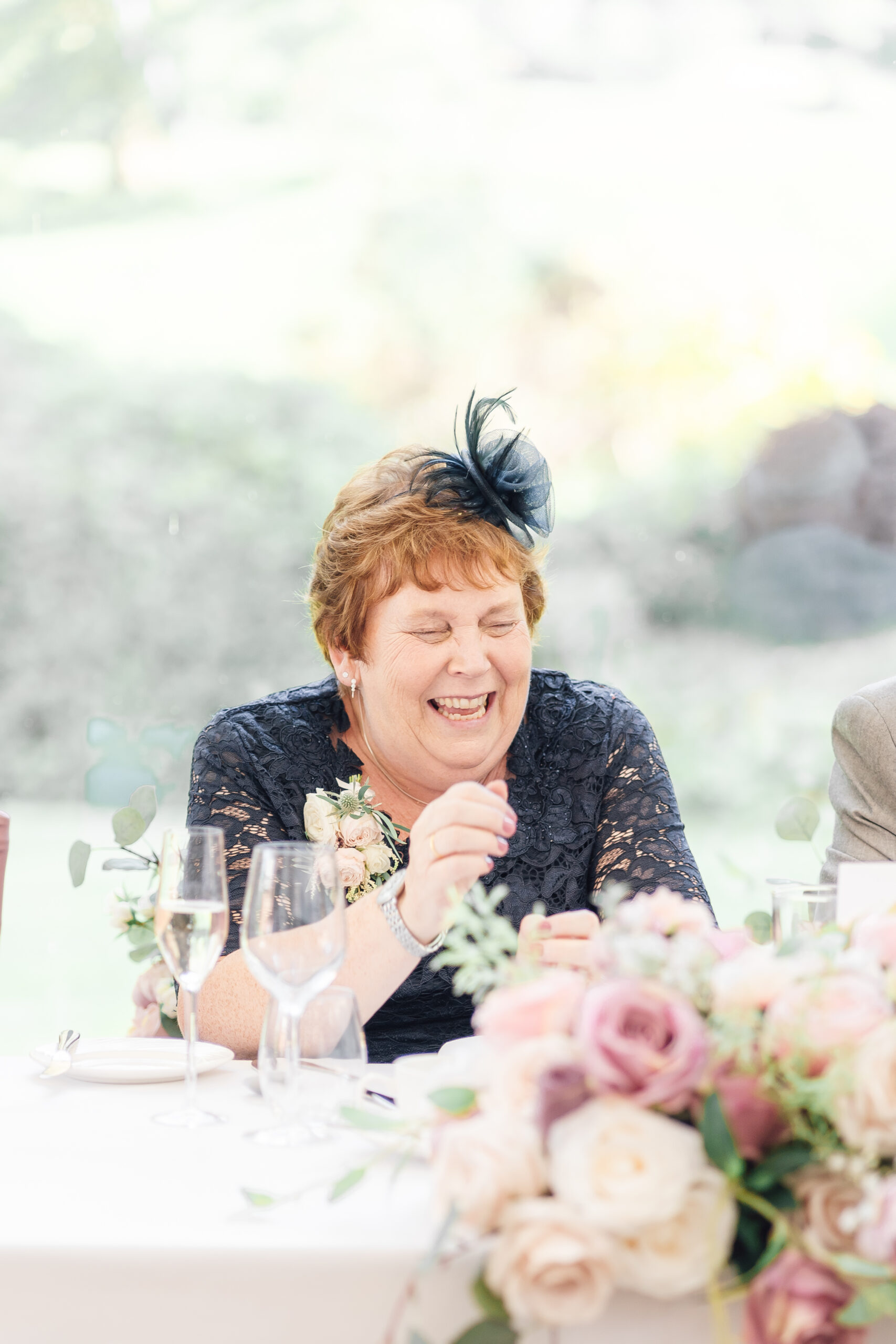 brides mum laughing