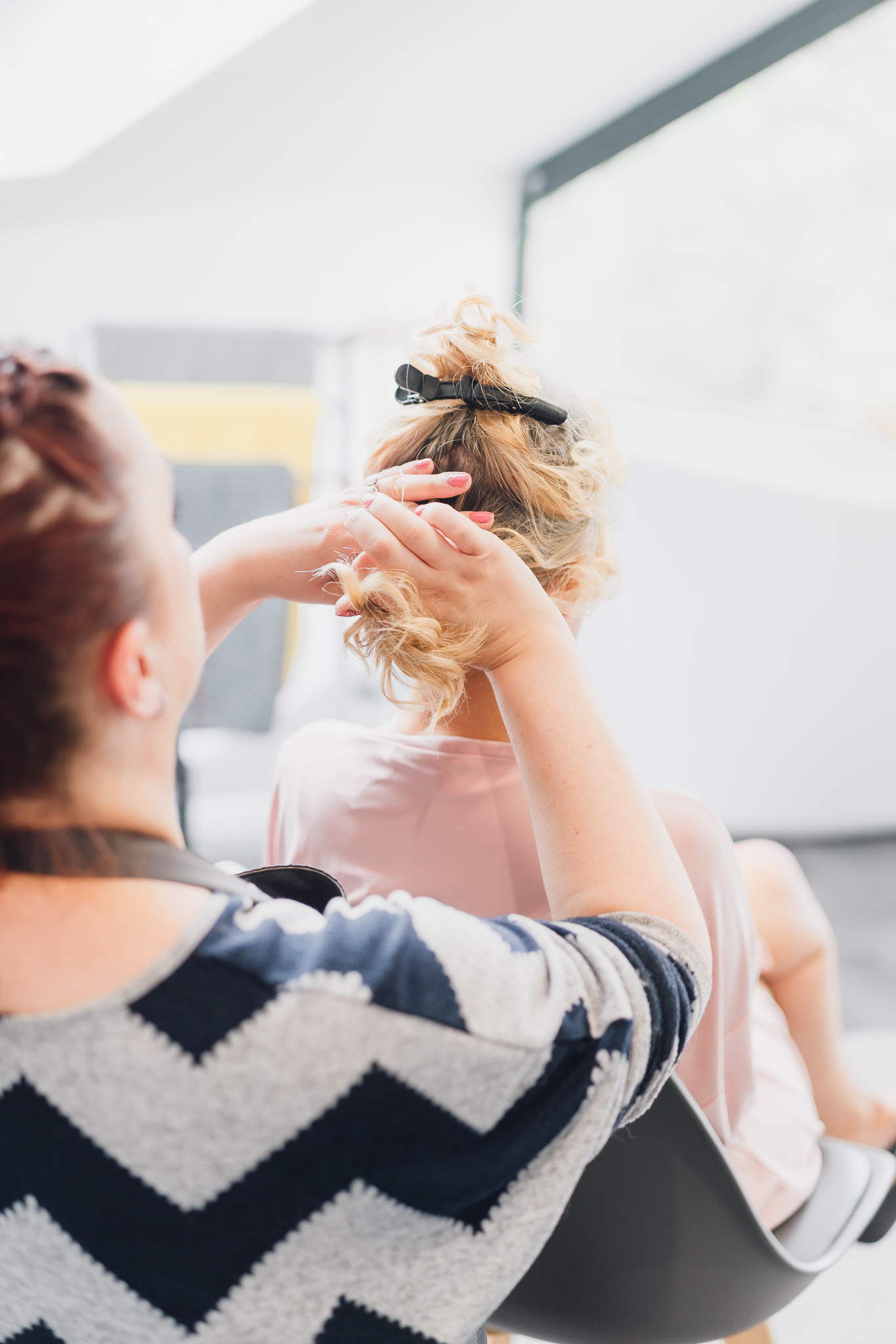 brides mum getting her hair done in Cheshire