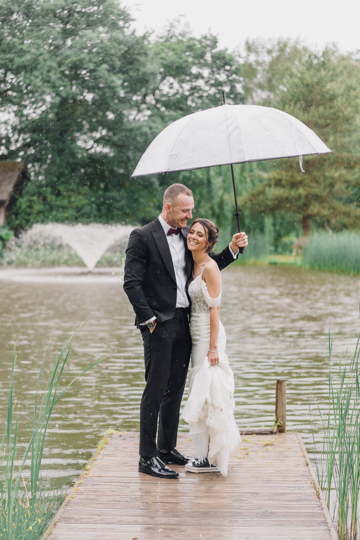 rainy wedding at the love shack in Cheshire