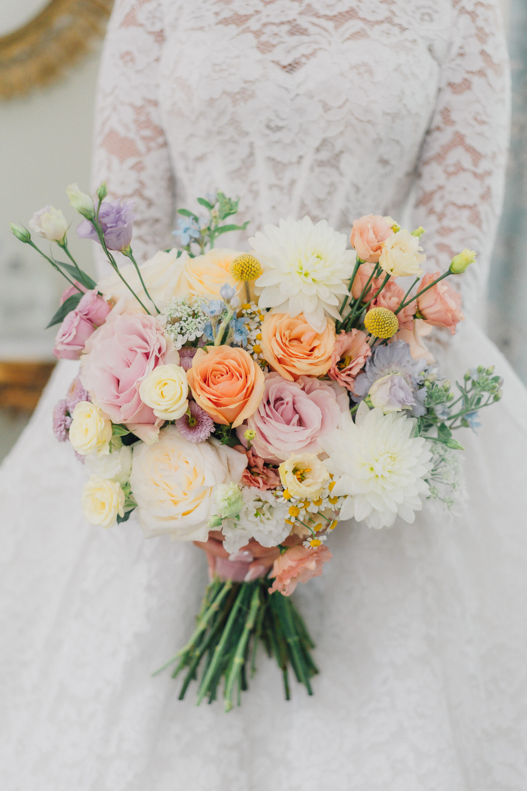 Pastel colour wedding flowers for spud bro wedding